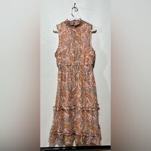 1.State Sleeveless High Neck Paisley Print Midi Dress Size Large New With Tags